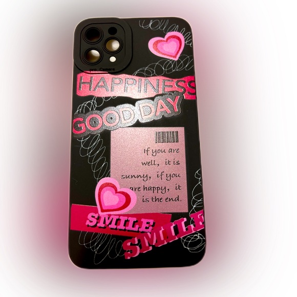 iPhone 11 ProMax Pink Heart Pattern Silicone Soft Phone Case - Picture 2 of 3